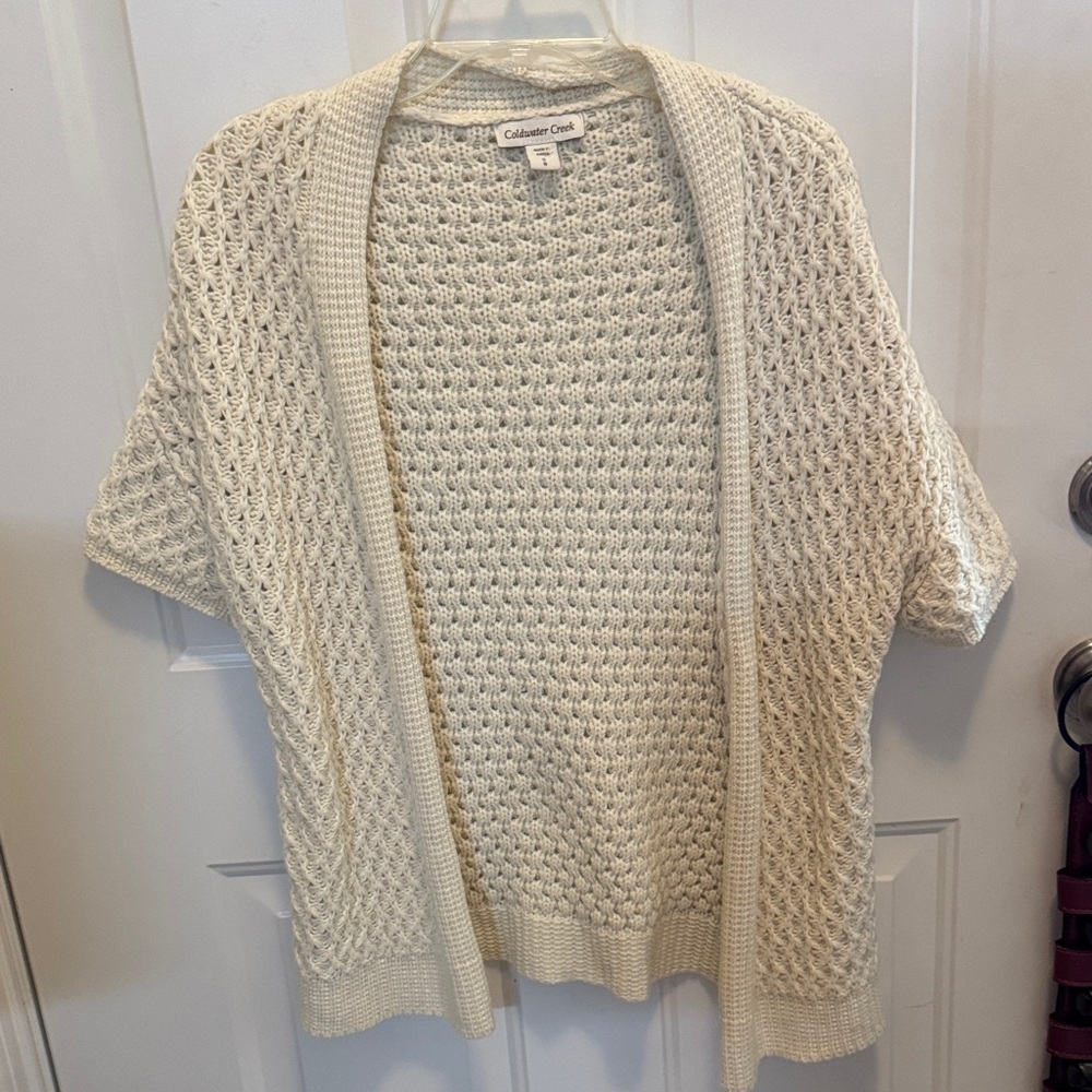 Coldwater Creek off white-cream short sleeve cardigan
